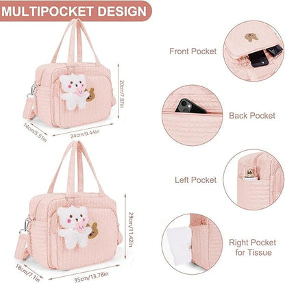 Baby Diaper Bag Tote, Mom Bag Crossbody Diaper Bags Baby Travel Bags for Girl Pañaleras Para Bebe (Pink, Large)