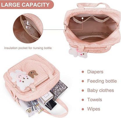 Baby Diaper Bag Tote, Mom Bag Crossbody Diaper Bags Baby Travel Bags for Girl Pañaleras Para Bebe (Pink, Large)