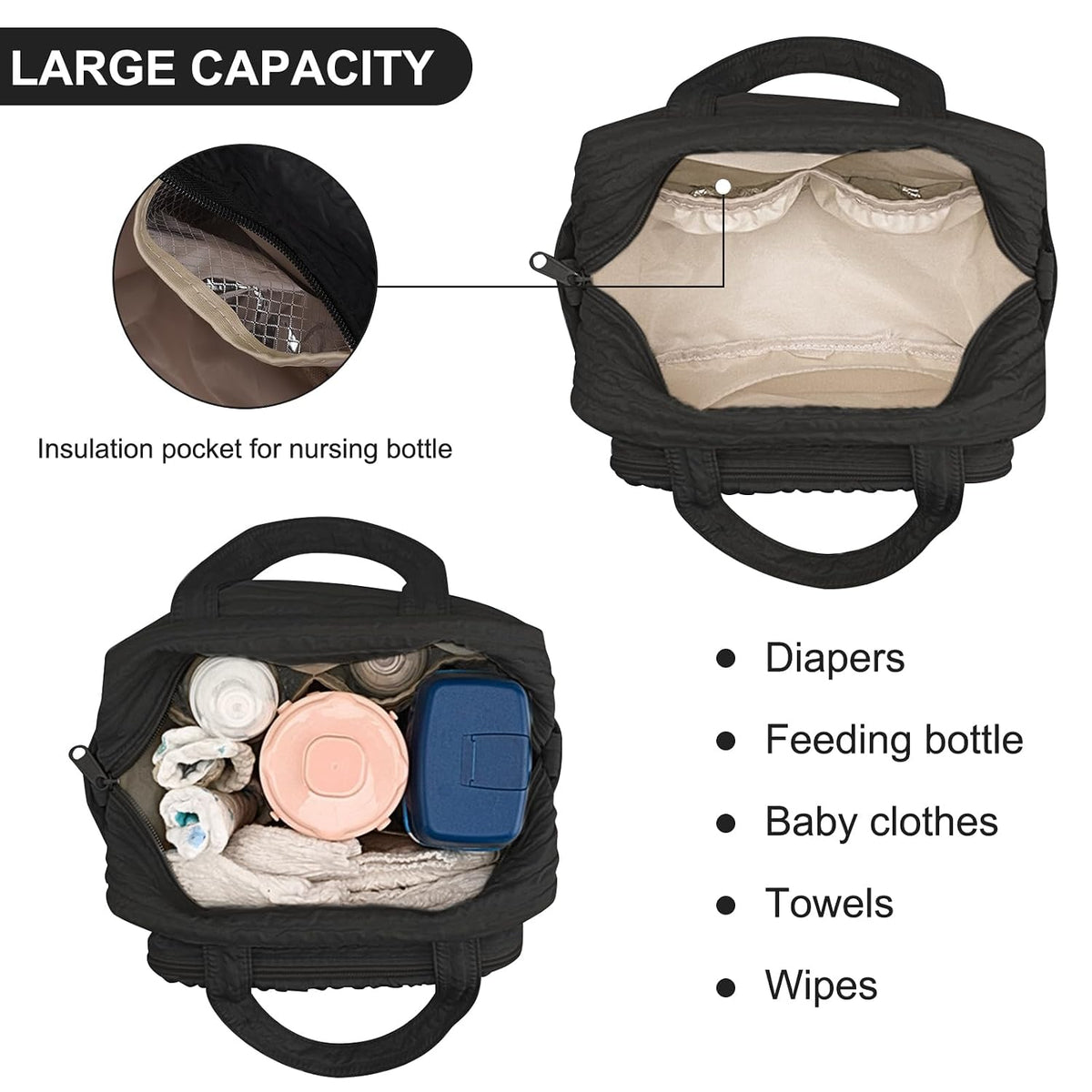 Baby Diaper Bag Tote, Mom Bag Crossbody Diaper Bags Baby Travel Bags for Girl Pañaleras Para Bebe (Pink, Large)