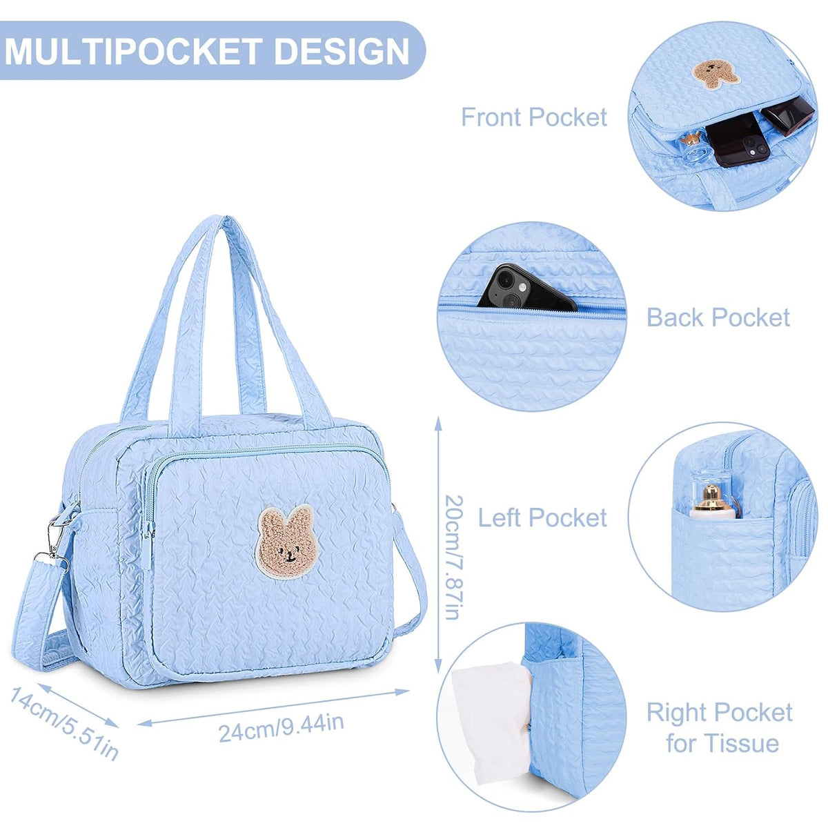 Baby Diaper Bag Tote, Mom Bag Crossbody Diaper Bags Baby Travel Bags for Girl Pañaleras Para Bebe (Pink, Large)