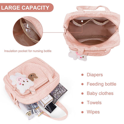 Baby Diaper Bag Tote, Mom Bag Crossbody Diaper Bags Baby Travel Bags for Girl Pañaleras Para Bebe (Pink, Large)