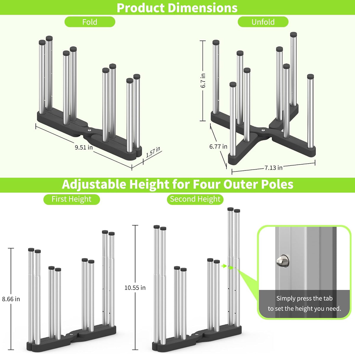 Retractable Bottle Drying Rack, Foldable Baby Bottle Drying Rack, Collapsible Draining Rack for Reusable Bag, Cutting Board, Mason Jars, Mugs, Glass, Cup, and Sports Bottle