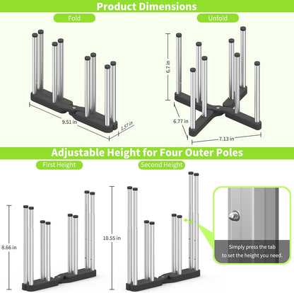 Retractable Bottle Drying Rack, Foldable Baby Bottle Drying Rack, Collapsible Draining Rack for Reusable Bag, Cutting Board, Mason Jars, Mugs, Glass, Cup, and Sports Bottle