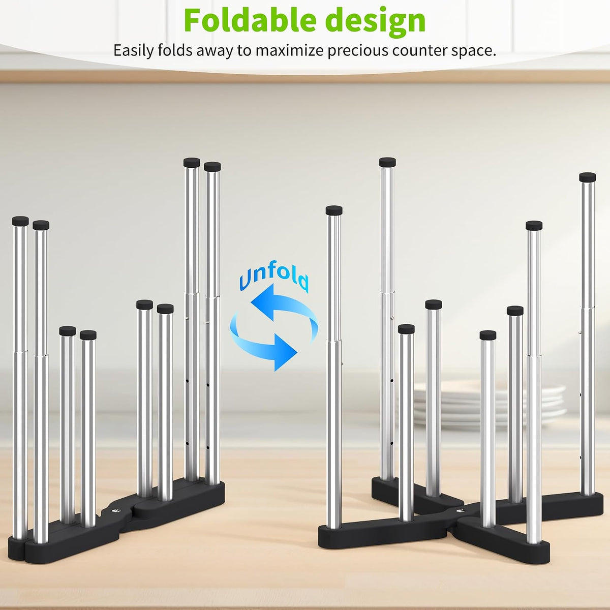Retractable Bottle Drying Rack, Foldable Baby Bottle Drying Rack, Collapsible Draining Rack for Reusable Bag, Cutting Board, Mason Jars, Mugs, Glass, Cup, and Sports Bottle