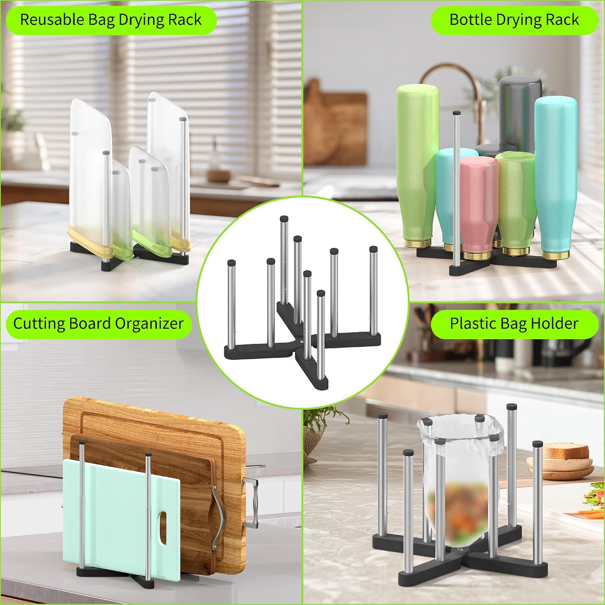 Retractable Bottle Drying Rack, Foldable Baby Bottle Drying Rack, Collapsible Draining Rack for Reusable Bag, Cutting Board, Mason Jars, Mugs, Glass, Cup, and Sports Bottle