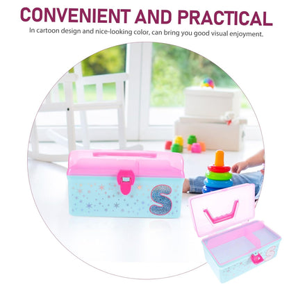Cartoon Toys Organizer Storage Case with Lid and Handle for Kids