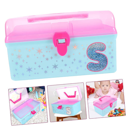 Cartoon Toys Organizer Storage Case with Lid and Handle for Kids