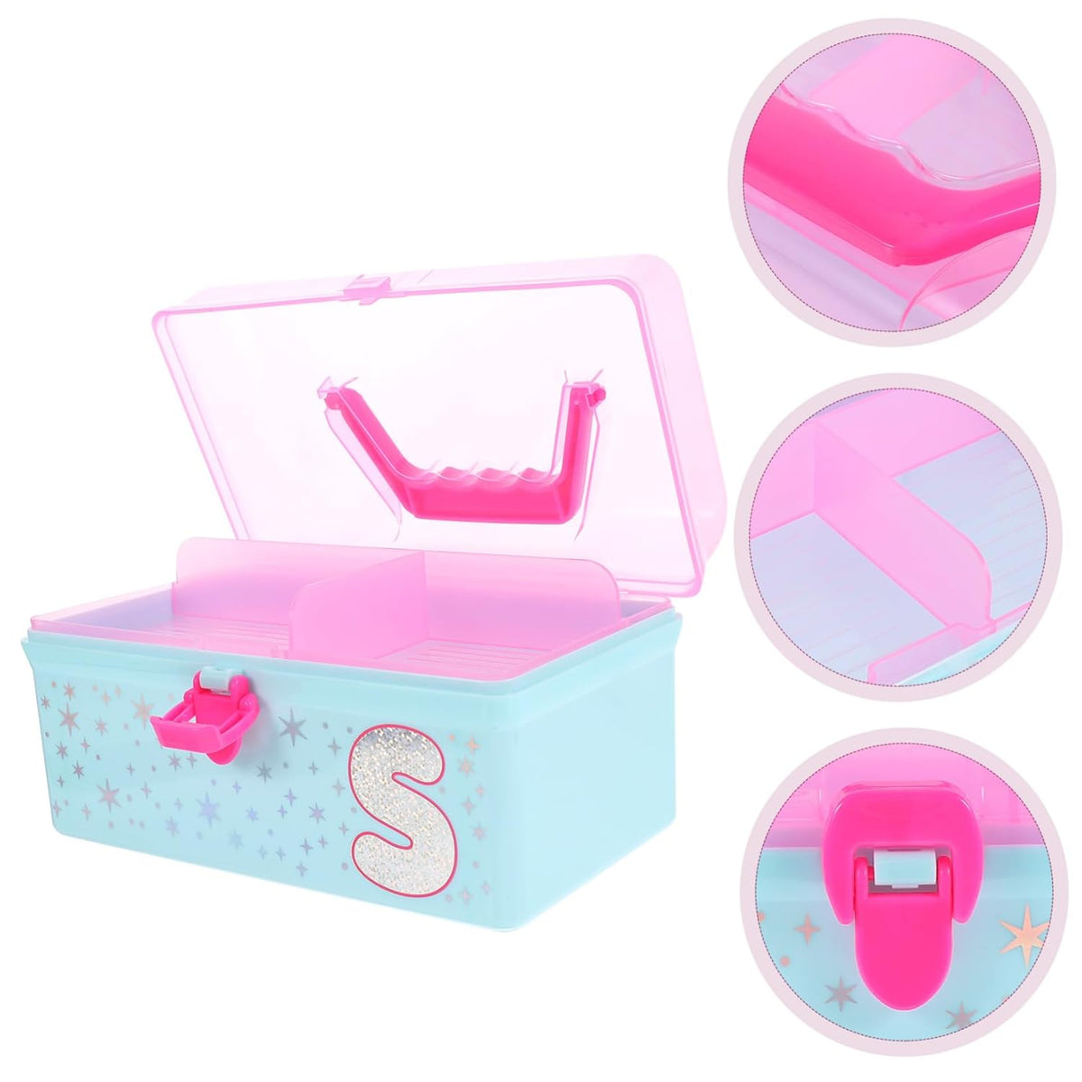 Cartoon Toys Organizer Storage Case with Lid and Handle for Kids