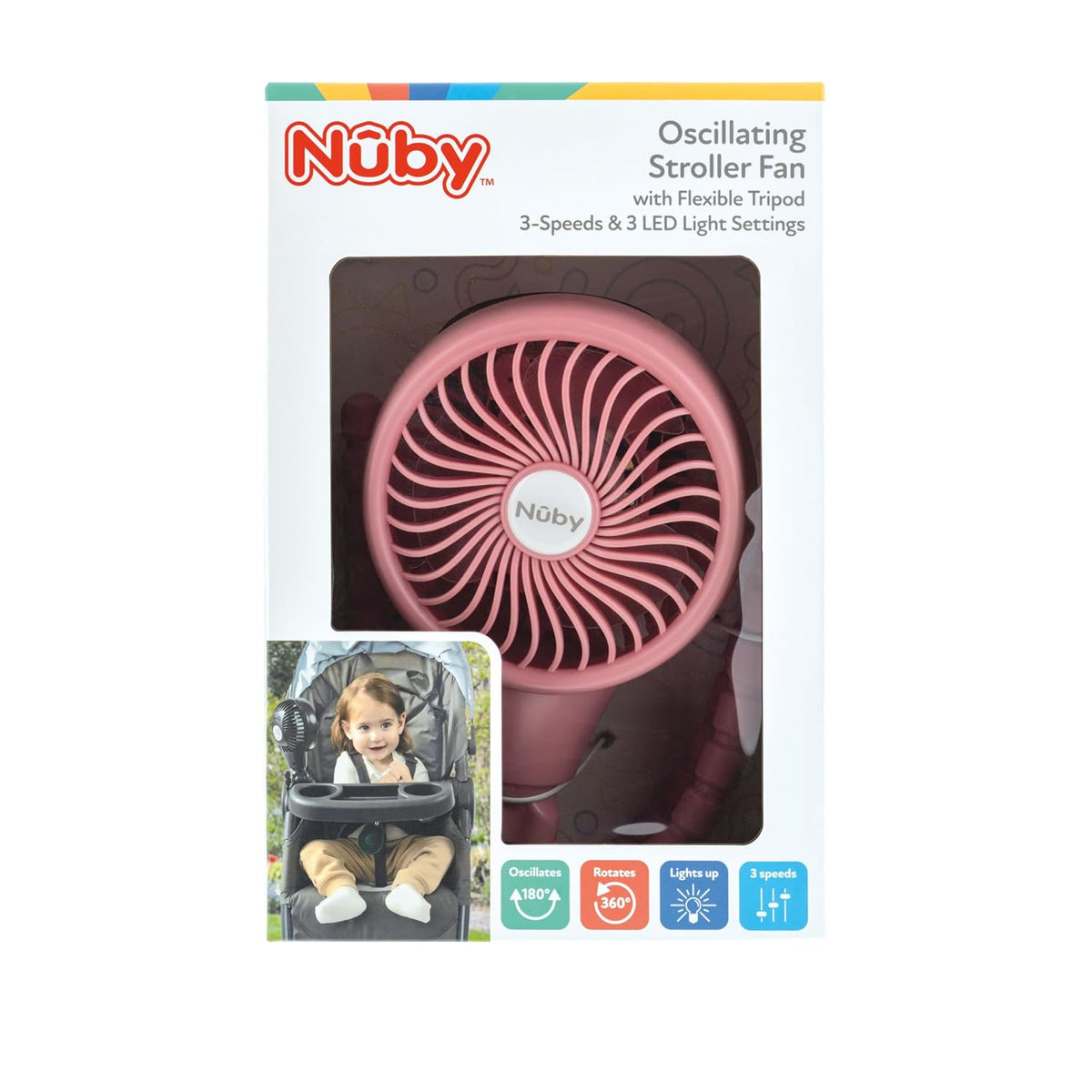 Nuby Oscillating Flexible Tripod 3-Speed Stroller Fan