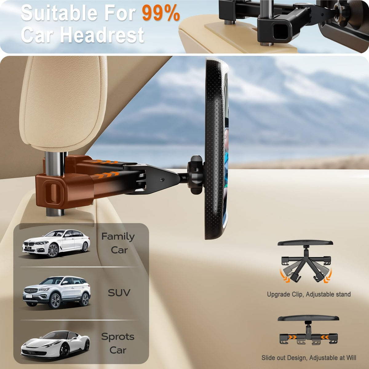 Baby Car Mirror, Rear Facing Car Seat Mirror for Infant Newborn with Hook Clip Design, Non-Shaking Wide Crystal View Shatterproof Crash Tested Adjustable