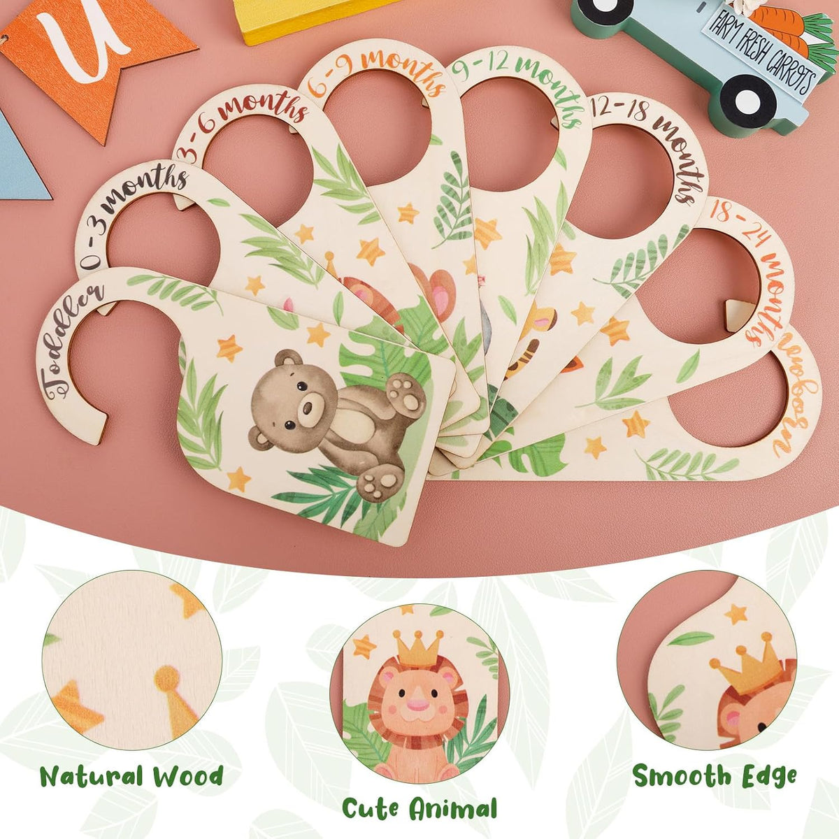 Auidy_6TXD 8Pcs Baby Closet Dividers Double Sided Baby Closet Organizers