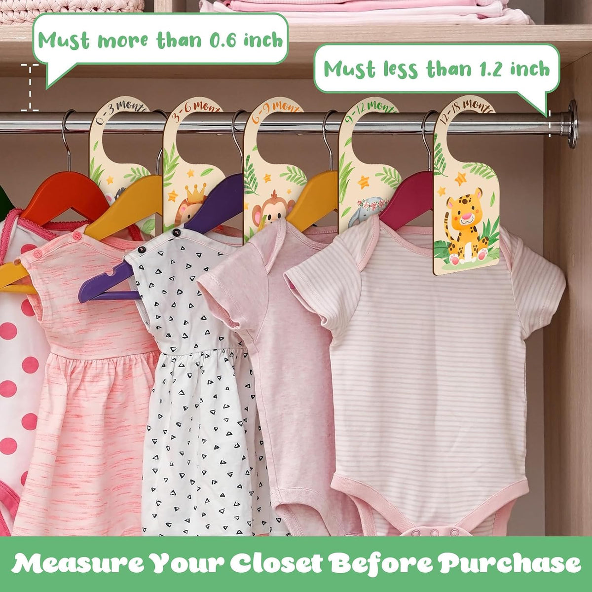 Auidy_6TXD 8Pcs Baby Closet Dividers Double Sided Baby Closet Organizers