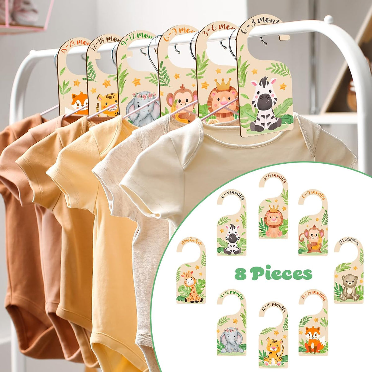 Auidy_6TXD 8Pcs Baby Closet Dividers Double Sided Baby Closet Organizers