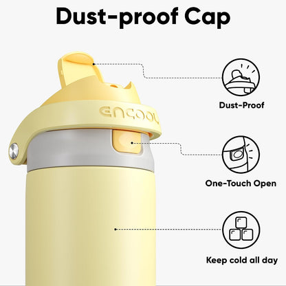Leakproof Insulated Water Bottle with Straw Dual-Sip Water Bottle Bag-Safe Design for Work, Commute & Gym – Keeps Drinks Cold All Day, 24 oz, Clay Grey - Colors B