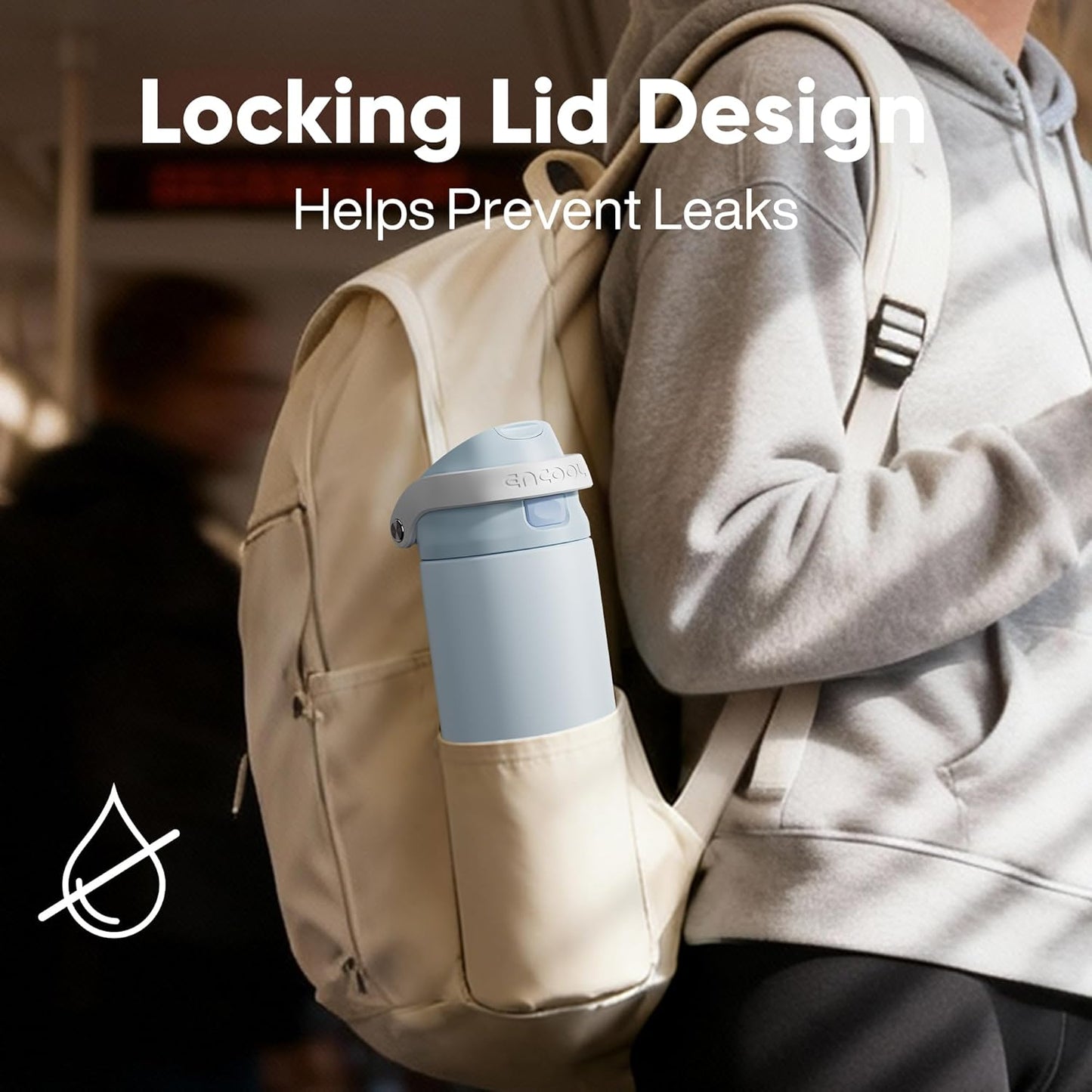 Leakproof Insulated Water Bottle with Straw Dual-Sip Water Bottle Bag-Safe Design for Work, Commute & Gym – Keeps Drinks Cold All Day, 24 oz, Clay Grey - Colors B