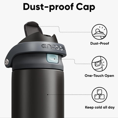 Leakproof Insulated Water Bottle with Straw Dual-Sip Water Bottle Bag-Safe Design for Work, Commute & Gym – Keeps Drinks Cold All Day, 24 oz, Clay Grey - Colors B