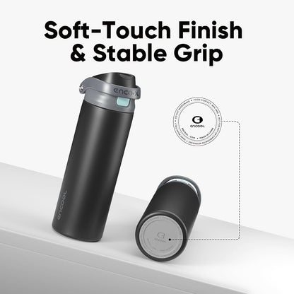 Leakproof Insulated Water Bottle with Straw Dual-Sip Water Bottle Bag-Safe Design for Work, Commute & Gym – Keeps Drinks Cold All Day, 24 oz, Clay Grey - Colors B