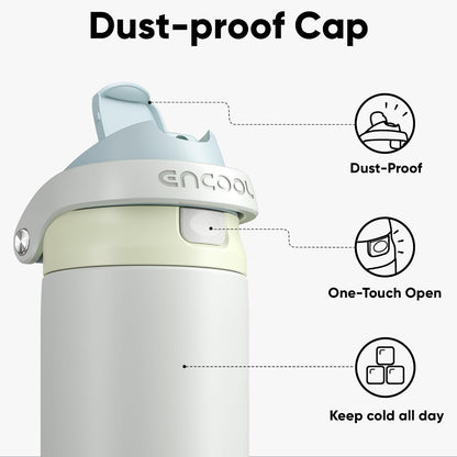 Leakproof Insulated Water Bottle with Straw Dual-Sip Water Bottle Bag-Safe Design for Work, Commute & Gym – Keeps Drinks Cold All Day, 24 oz, Clay Grey - Colors B