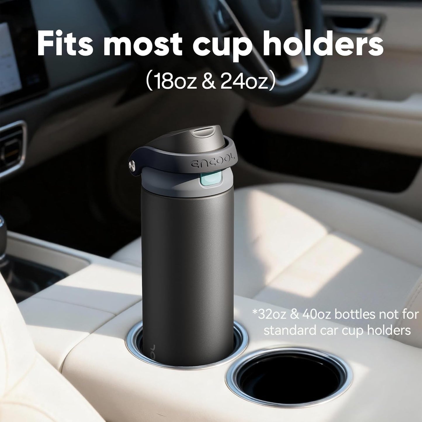 Leakproof Insulated Water Bottle with Straw Dual-Sip Water Bottle Bag-Safe Design for Work, Commute & Gym – Keeps Drinks Cold All Day, 24 oz, Clay Grey - Colors B