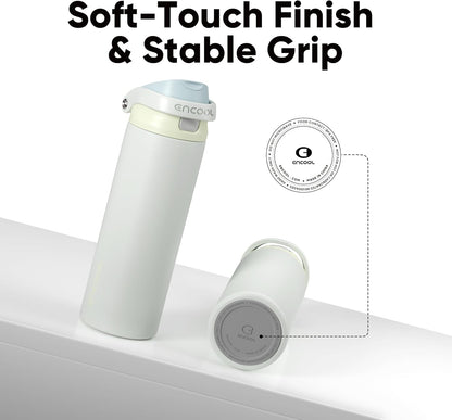 Leakproof Insulated Water Bottle with Straw Dual-Sip Water Bottle Bag-Safe Design for Work, Commute & Gym – Keeps Drinks Cold All Day, 24 oz, Clay Grey - Colors B