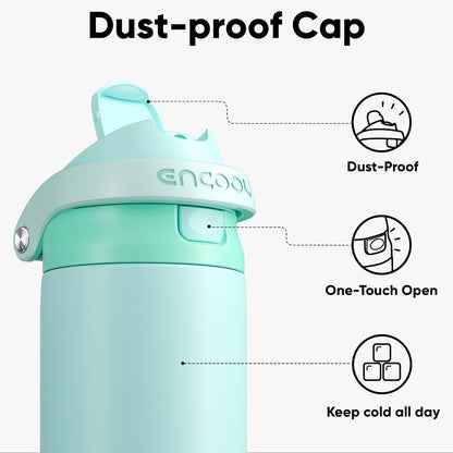Leakproof Insulated Water Bottle with Straw Dual-Sip Water Bottle Bag-Safe Design for Work, Commute & Gym – Keeps Drinks Cold All Day, 24 oz, Clay Grey - Colors B