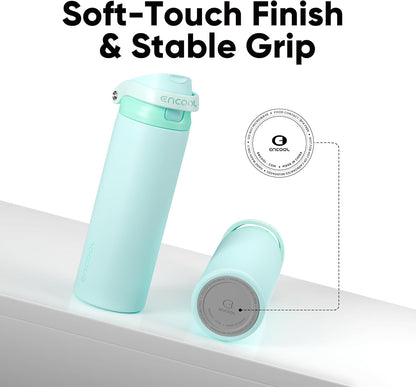 Leakproof Insulated Water Bottle with Straw Dual-Sip Water Bottle Bag-Safe Design for Work, Commute & Gym – Keeps Drinks Cold All Day, 24 oz, Clay Grey - Colors B