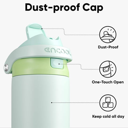 Leakproof Insulated Water Bottle with Straw Dual-Sip Water Bottle Bag-Safe Design for Work, Commute & Gym – Keeps Drinks Cold All Day, 24 oz, Clay Grey - Colors B
