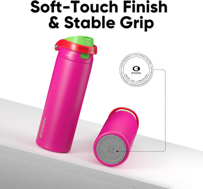 Leakproof Insulated Water Bottle with Straw Dual-Sip Water Bottle Bag-Safe Design for Work, Commute & Gym – Keeps Drinks Cold All Day, 24 oz, Clay Grey - Colors B