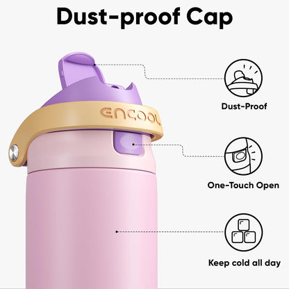 Leakproof Insulated Water Bottle with Straw Dual-Sip Water Bottle Bag-Safe Design for Work, Commute & Gym – Keeps Drinks Cold All Day, 24 oz, Clay Grey - Colors B