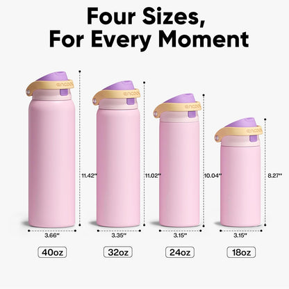 Leakproof Insulated Water Bottle with Straw Dual-Sip Water Bottle Bag-Safe Design for Work, Commute & Gym – Keeps Drinks Cold All Day, 24 oz, Clay Grey - Colors B