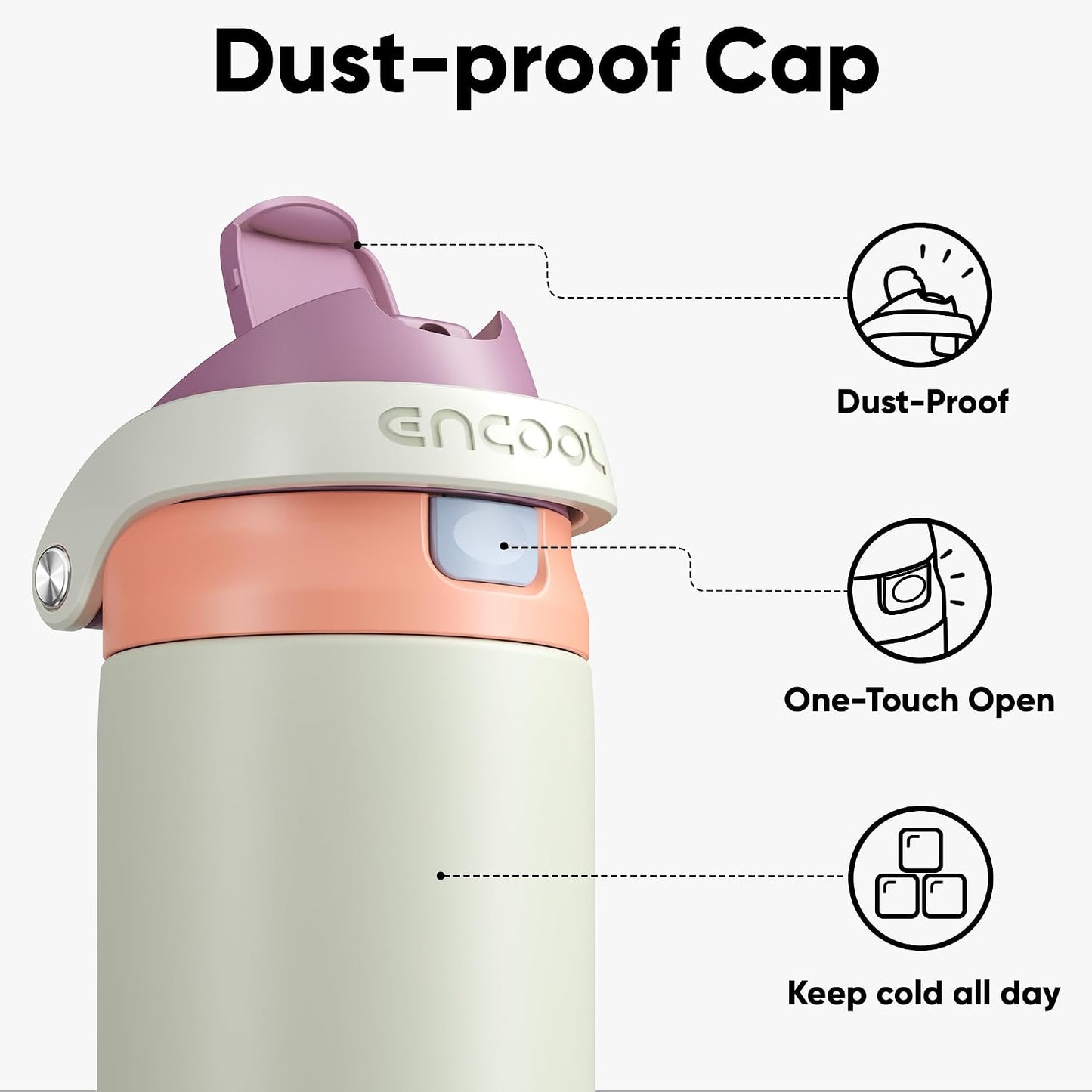 Leakproof Insulated Water Bottle with Straw Dual-Sip Water Bottle Bag-Safe Design for Work, Commute & Gym – Keeps Drinks Cold All Day, 24 oz, Clay Grey - Colors B