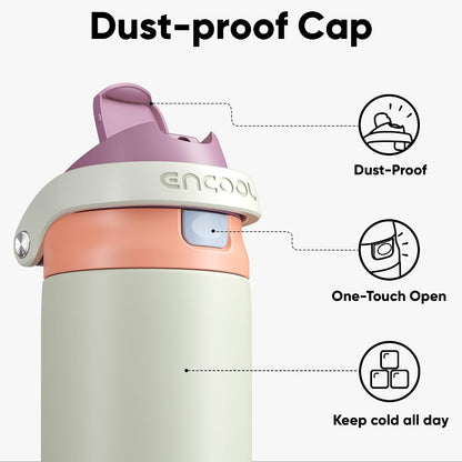 Leakproof Insulated Water Bottle with Straw Dual-Sip Water Bottle Bag-Safe Design for Work, Commute & Gym – Keeps Drinks Cold All Day, 24 oz, Clay Grey - Colors B