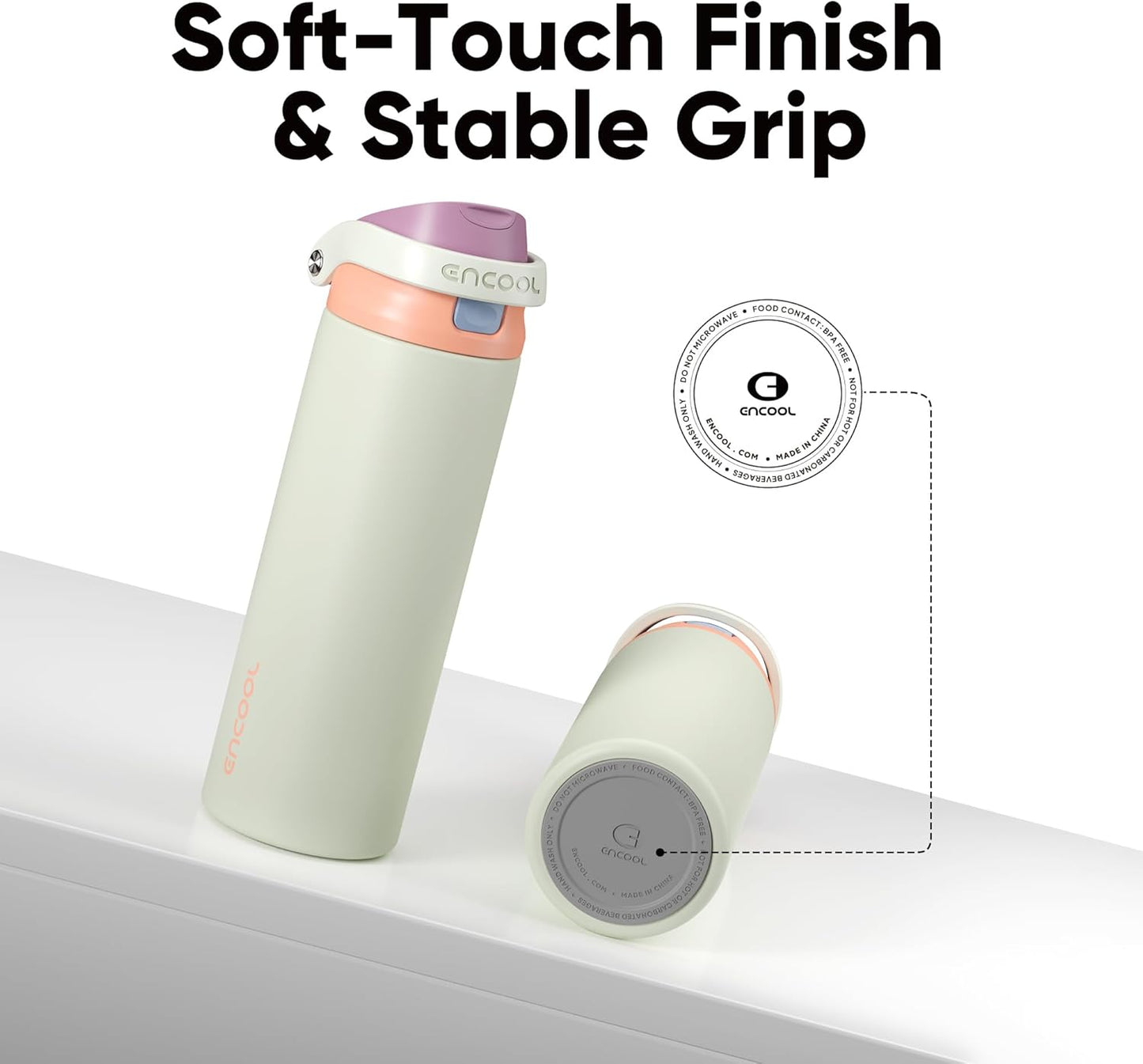 Leakproof Insulated Water Bottle with Straw Dual-Sip Water Bottle Bag-Safe Design for Work, Commute & Gym – Keeps Drinks Cold All Day, 24 oz, Clay Grey - Colors B