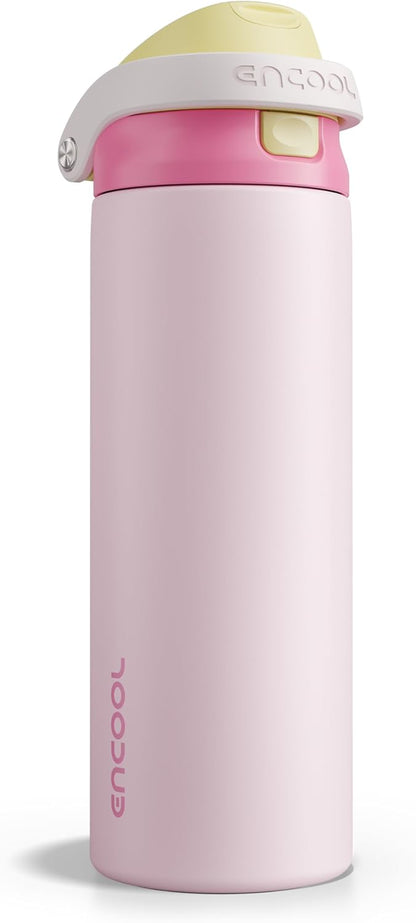 Leakproof Insulated Water Bottle with Straw Dual-Sip Water Bottle Bag-Safe Design for Work, Commute & Gym – Keeps Drinks Cold All Day, 24 oz, Clay Grey - Colors B