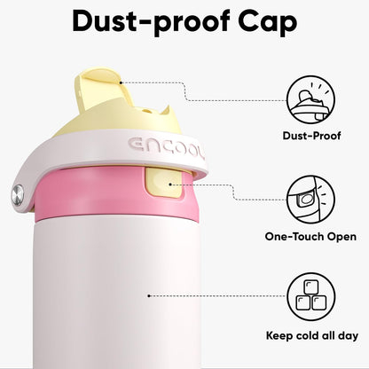 Leakproof Insulated Water Bottle with Straw Dual-Sip Water Bottle Bag-Safe Design for Work, Commute & Gym – Keeps Drinks Cold All Day, 24 oz, Clay Grey - Colors B