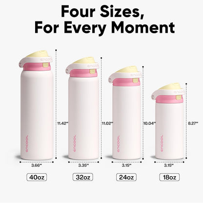 Leakproof Insulated Water Bottle with Straw Dual-Sip Water Bottle Bag-Safe Design for Work, Commute & Gym – Keeps Drinks Cold All Day, 24 oz, Clay Grey - Colors B