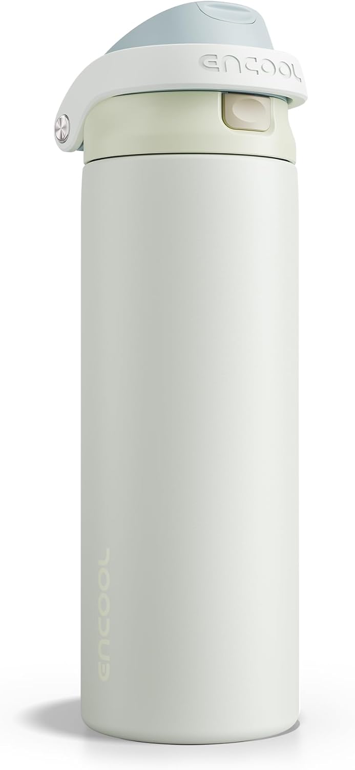 Leakproof Insulated Water Bottle with Straw Dual-Sip Water Bottle Bag-Safe Design for Work, Commute & Gym – Keeps Drinks Cold All Day, 24 oz, Clay Grey - Colors B