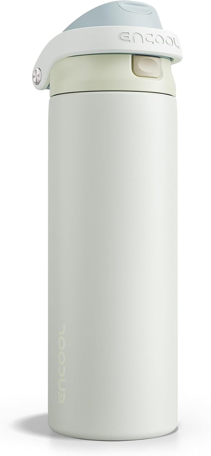 Leakproof Insulated Water Bottle with Straw Dual-Sip Water Bottle Bag-Safe Design for Work, Commute & Gym – Keeps Drinks Cold All Day, 24 oz, Clay Grey - Colors B