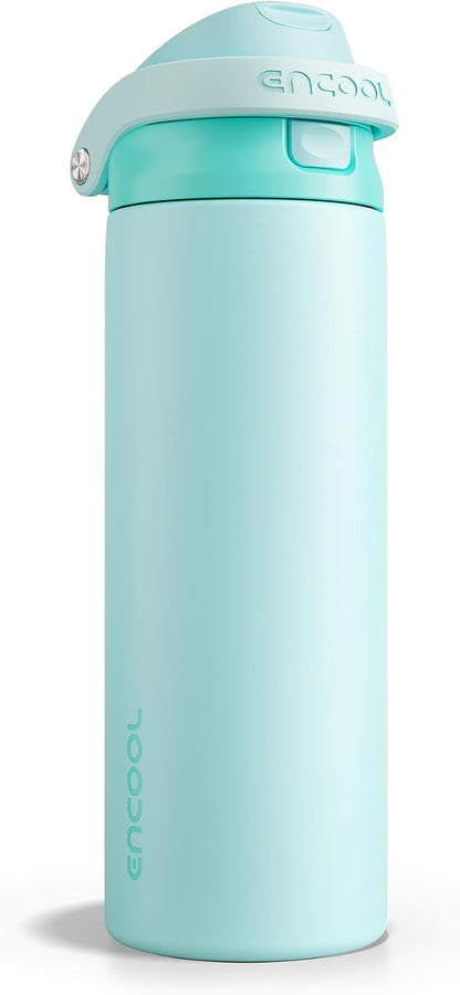 Leakproof Insulated Water Bottle with Straw Dual-Sip Water Bottle Bag-Safe Design for Work, Commute & Gym – Keeps Drinks Cold All Day, 24 oz, Clay Grey - Colors B