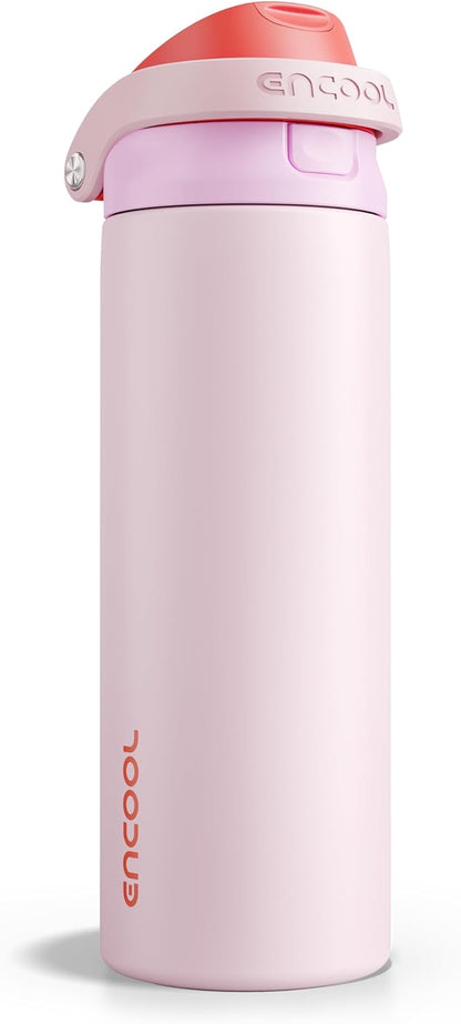 Leakproof Insulated Water Bottle with Straw Dual-Sip Water Bottle Bag-Safe Design for Work, Commute & Gym – Keeps Drinks Cold All Day, 24 oz, Clay Grey - Colors B