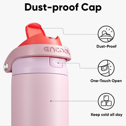 Leakproof Insulated Water Bottle with Straw Dual-Sip Water Bottle Bag-Safe Design for Work, Commute & Gym – Keeps Drinks Cold All Day, 24 oz, Clay Grey - Colors B
