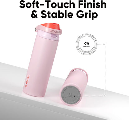 Leakproof Insulated Water Bottle with Straw Dual-Sip Water Bottle Bag-Safe Design for Work, Commute & Gym – Keeps Drinks Cold All Day, 24 oz, Clay Grey - Colors B