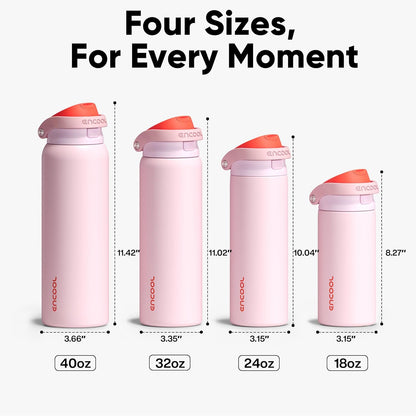 Leakproof Insulated Water Bottle with Straw Dual-Sip Water Bottle Bag-Safe Design for Work, Commute & Gym – Keeps Drinks Cold All Day, 24 oz, Clay Grey - Colors B