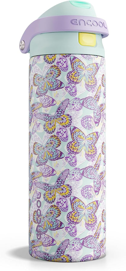 Leakproof Insulated Water Bottle with Straw Dual-Sip Water Bottle Bag-Safe Design for Work, Commute & Gym – Keeps Drinks Cold All Day, 24 oz, Clay Grey - Colors B