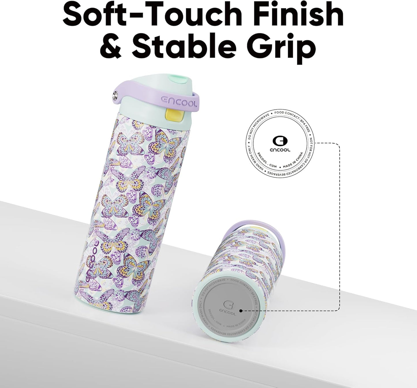 Leakproof Insulated Water Bottle with Straw Dual-Sip Water Bottle Bag-Safe Design for Work, Commute & Gym – Keeps Drinks Cold All Day, 24 oz, Clay Grey - Colors B