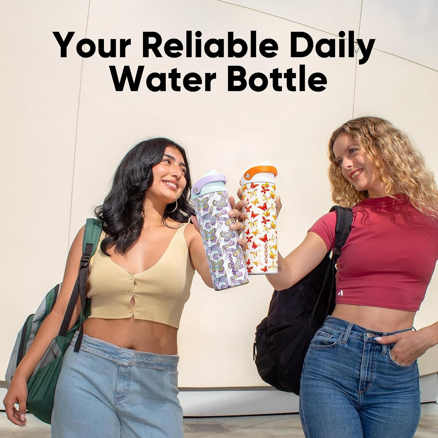 Leakproof Insulated Water Bottle with Straw Dual-Sip Water Bottle Bag-Safe Design for Work, Commute & Gym – Keeps Drinks Cold All Day, 24 oz, Clay Grey - Colors B