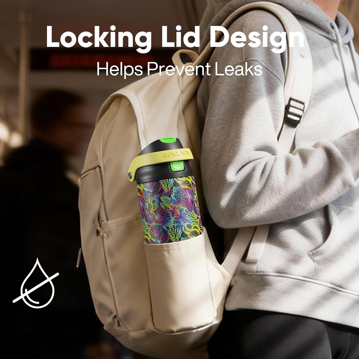 Leakproof Insulated Water Bottle with Straw Dual-Sip Water Bottle Bag-Safe Design for Work, Commute & Gym – Keeps Drinks Cold All Day, 24 oz, Clay Grey - Colors B