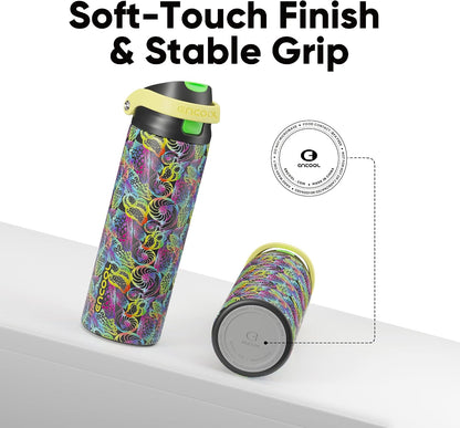 Leakproof Insulated Water Bottle with Straw Dual-Sip Water Bottle Bag-Safe Design for Work, Commute & Gym – Keeps Drinks Cold All Day, 24 oz, Clay Grey - Colors B
