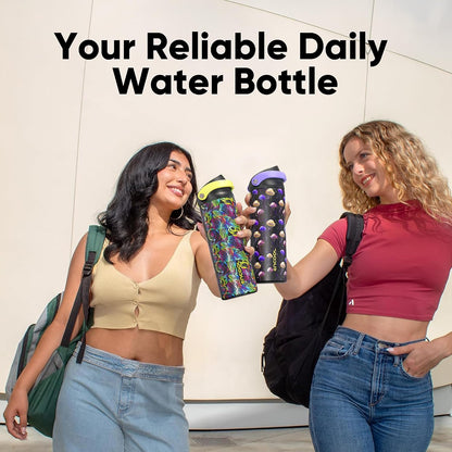 Leakproof Insulated Water Bottle with Straw Dual-Sip Water Bottle Bag-Safe Design for Work, Commute & Gym – Keeps Drinks Cold All Day, 24 oz, Clay Grey - Colors B