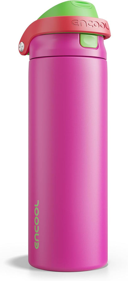Leakproof Insulated Water Bottle with Straw Dual-Sip Water Bottle Bag-Safe Design for Work, Commute & Gym – Keeps Drinks Cold All Day, 24 oz, Clay Grey - Colors B